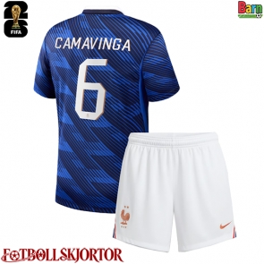 Frankrike Eduardo Camavinga #6 Hemmakläder Barn VM 2026 Kortärmad (+ Korta byxor)